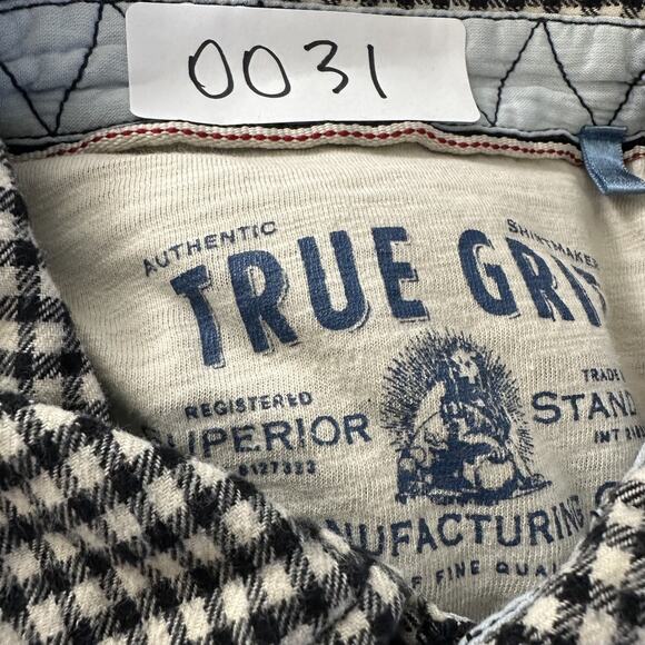 True Grit Button Up Lined Flannel Shirt Shacket Gingham Micro Check Mens Medium - Picture 13 of 13